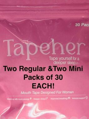 Tapeher TWO Regular and TWO Mini Mouth Tape 30 Pack Kits 120 pcs Total!